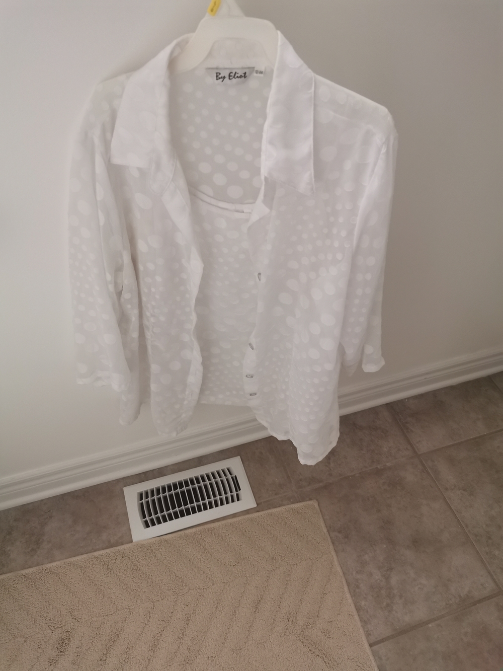 White Sheer Polka Dot Blouse and Shell Set